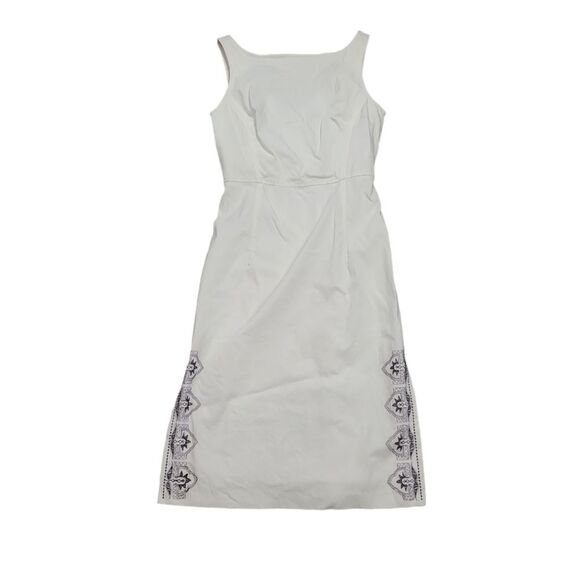 Express Women's off white stretch midi dress size 1 / 2 vintage summer slit - Picture 2 of 10